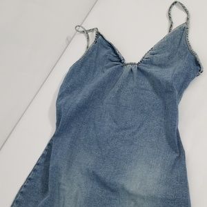 Light denim stretch asymmetrical dress